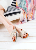 Load image into Gallery viewer, Braided Cross-Strap Slides - beige

