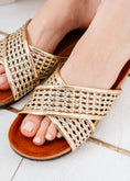 Load image into Gallery viewer, Braided Cross-Strap Slides - gold
