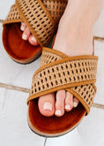 Load image into Gallery viewer, Braided Cross-Strap Slides - cafe
