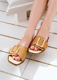 Load image into Gallery viewer, Square-Toe Buckle Slides - cafe
