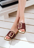 Load image into Gallery viewer, Square-Toe Buckle Slides - maroon
