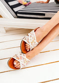 Load image into Gallery viewer, Wildflower Cross-Strap Slides - white

