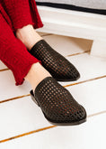 Load image into Gallery viewer, Intricate Woven Flat Mules - black
