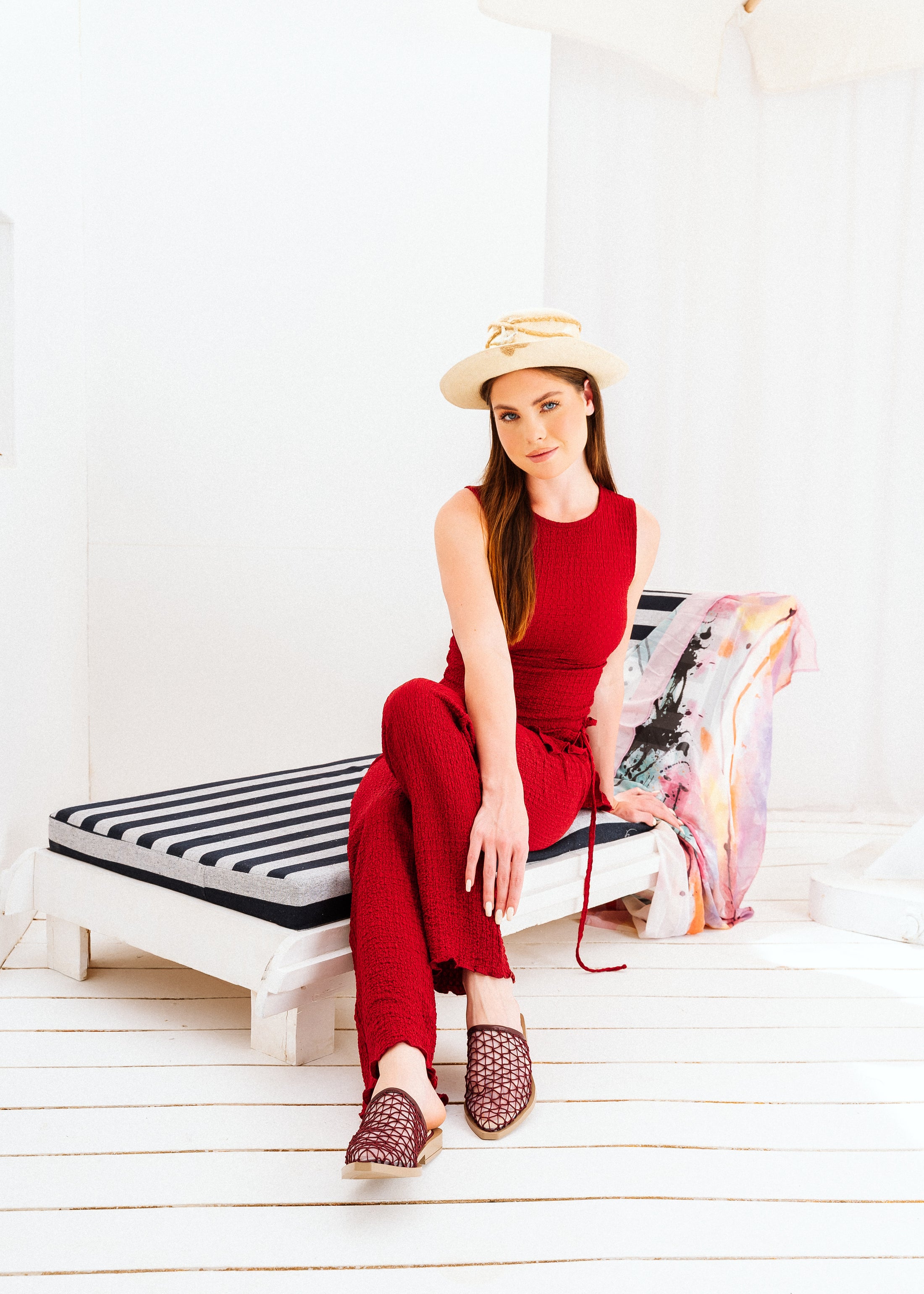 Geometric Mesh Mules - maroon