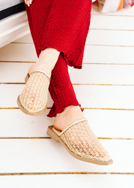Geometric Mesh Mules - gold