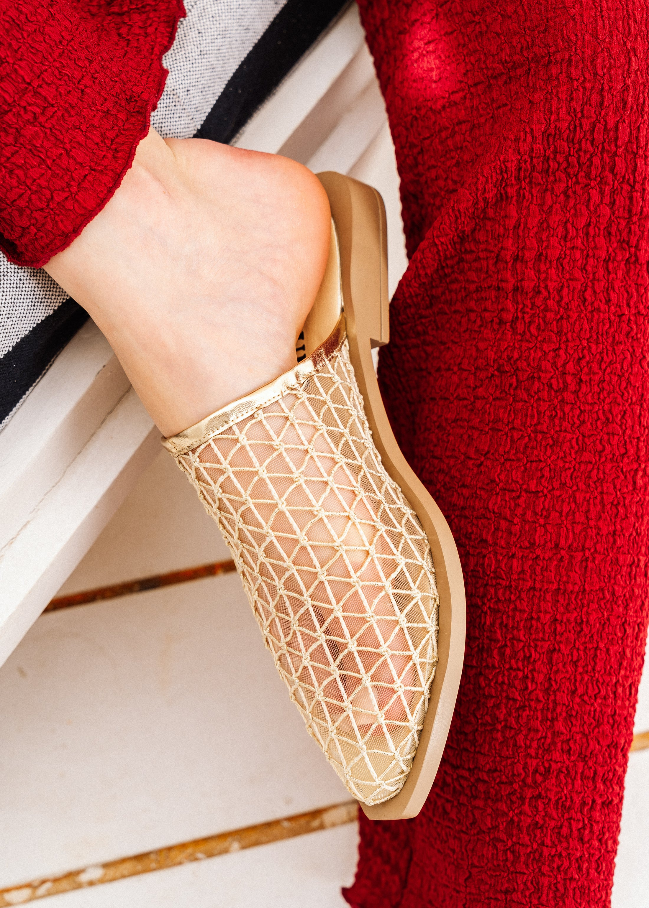 Geometric Mesh Mules - gold