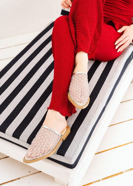Geometric Mesh Mules - silver