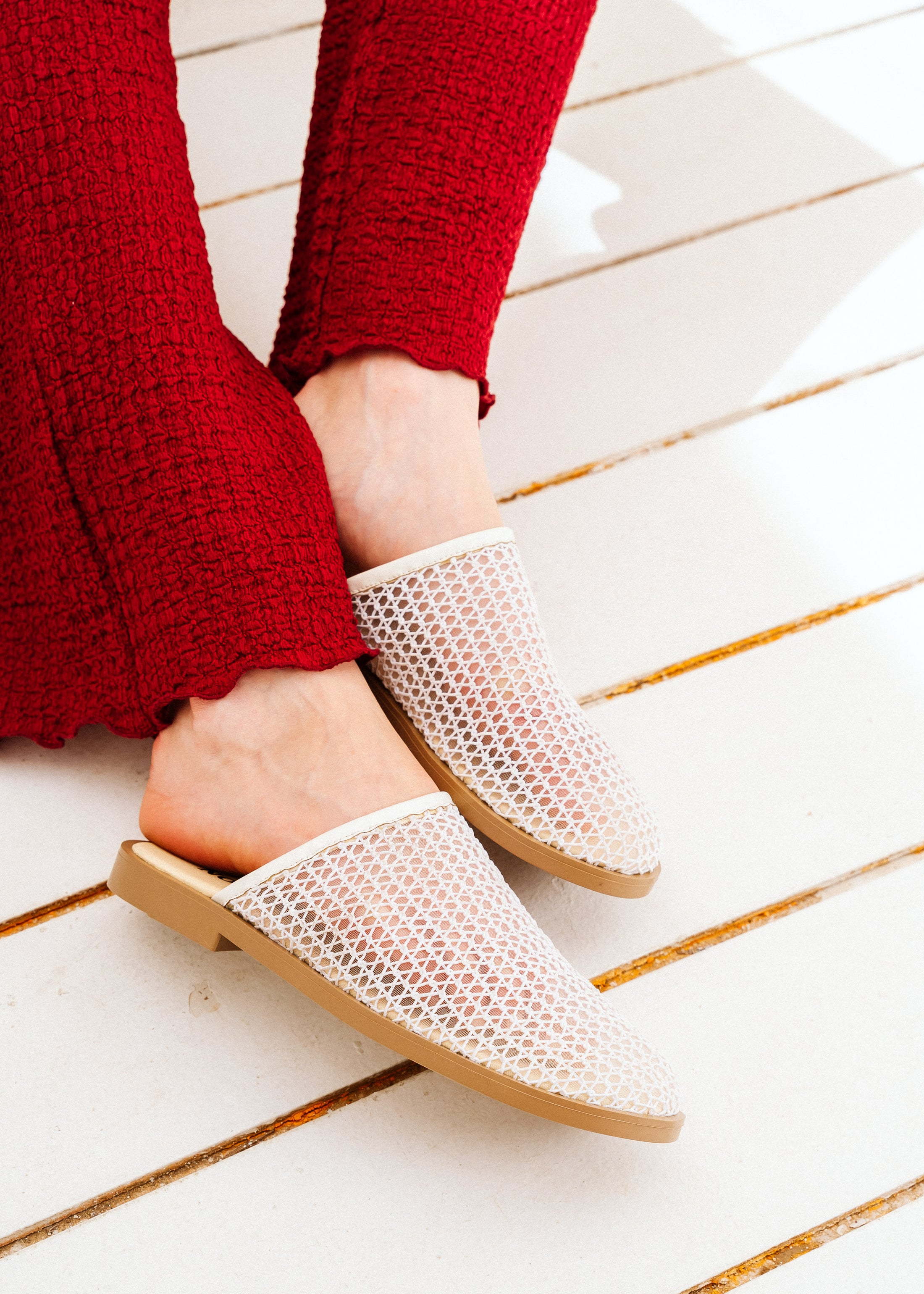 Summer Breeze Woven Mules - beige