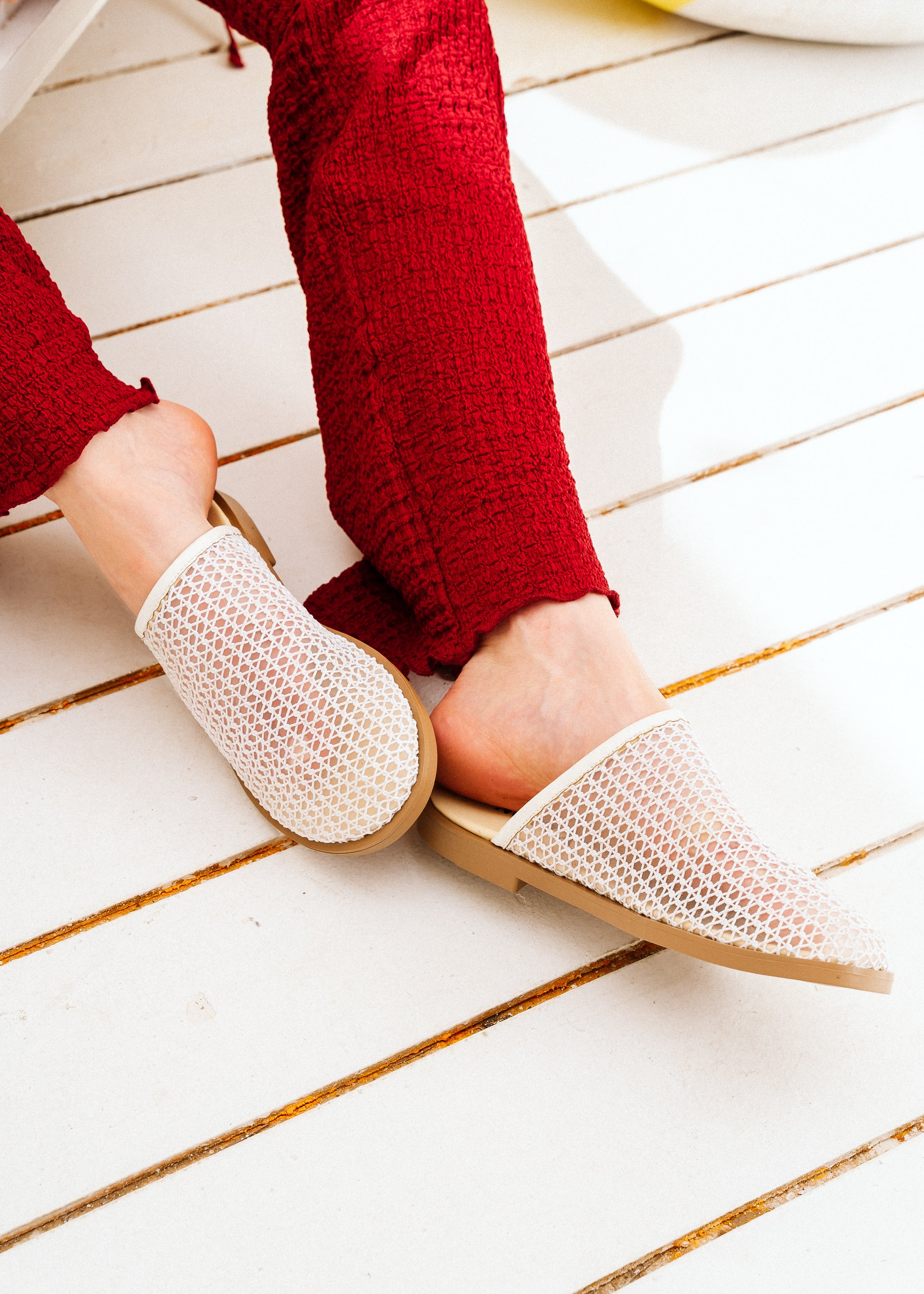 Summer Breeze Woven Mules - beige