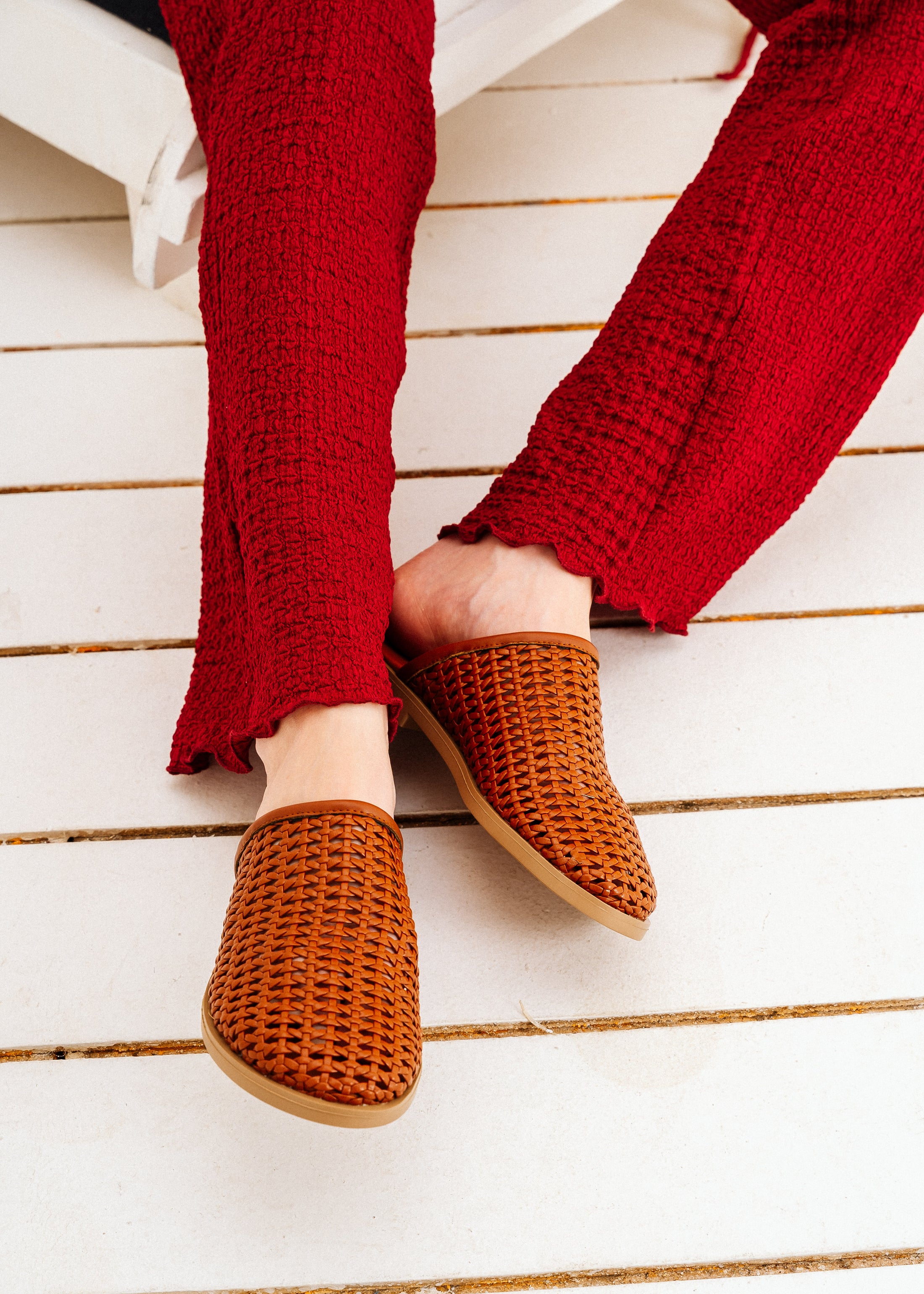 Woven Closed-Toe Mules - camel