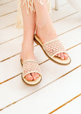 Load image into Gallery viewer, Geometric Mesh Studded Slides - beige
