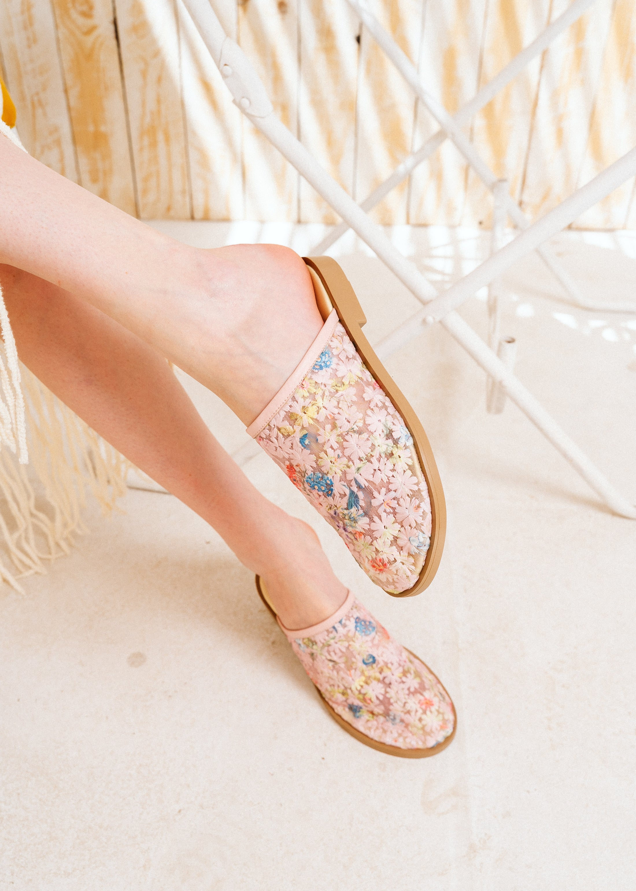 Wildflower Mesh Mules - pink