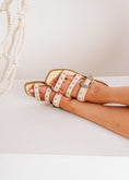 Load image into Gallery viewer, Edgy Triple-Strap Studded Slides - beige
