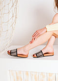 Load image into Gallery viewer, Crochet Strap Comfort Slides - black
