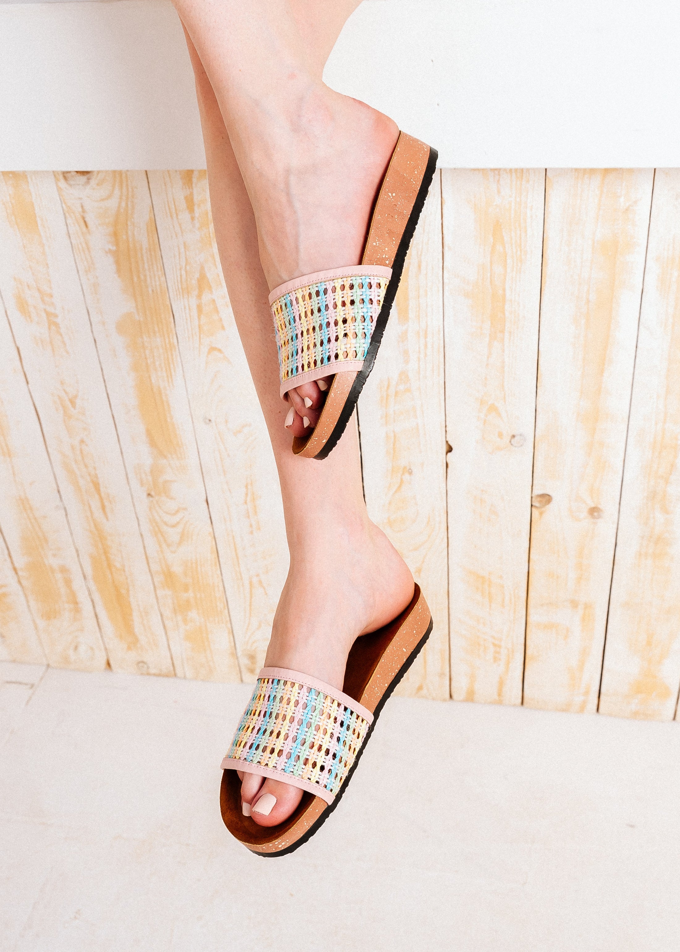Crochet Strap Comfort Slides - pink