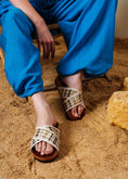 Load image into Gallery viewer, Boho Knit Cross-Strap Slides - beige
