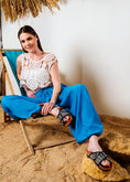 Load image into Gallery viewer, Boho Knit Cross-Strap Slides - black
