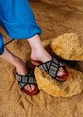 Load image into Gallery viewer, Boho Knit Cross-Strap Slides - black
