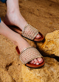 Load image into Gallery viewer, Lattice Net Cork-Sole Slides - gold
