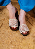 Load image into Gallery viewer, Lattice Net Cork-Sole Slides - beige
