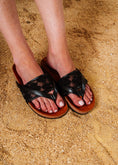 Load image into Gallery viewer, Embroidered Mesh Thong Slides - black
