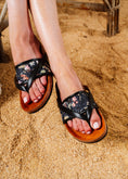 Load image into Gallery viewer, Floral Mesh Criss-Cross Slides - black
