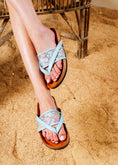 Load image into Gallery viewer, Floral Mesh Criss-Cross Slides - blue
