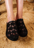 Load image into Gallery viewer, Floral Bloom Mesh Mules - black

