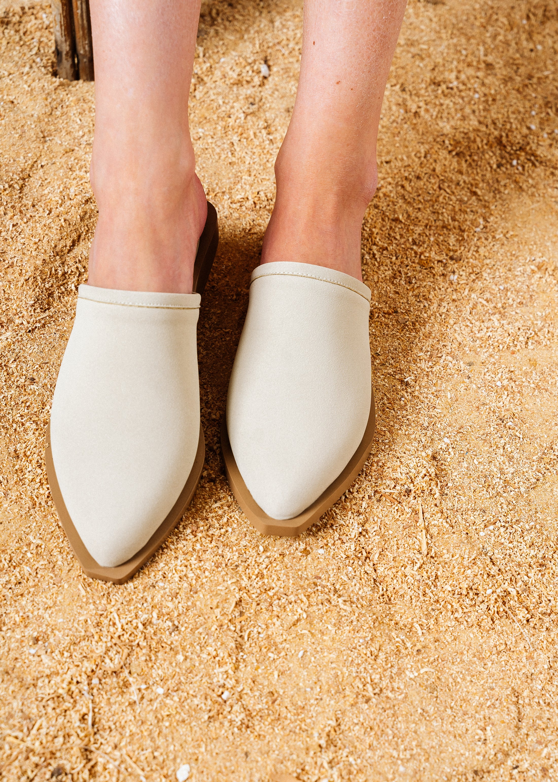 Classic Matte Pointed Mules - beige