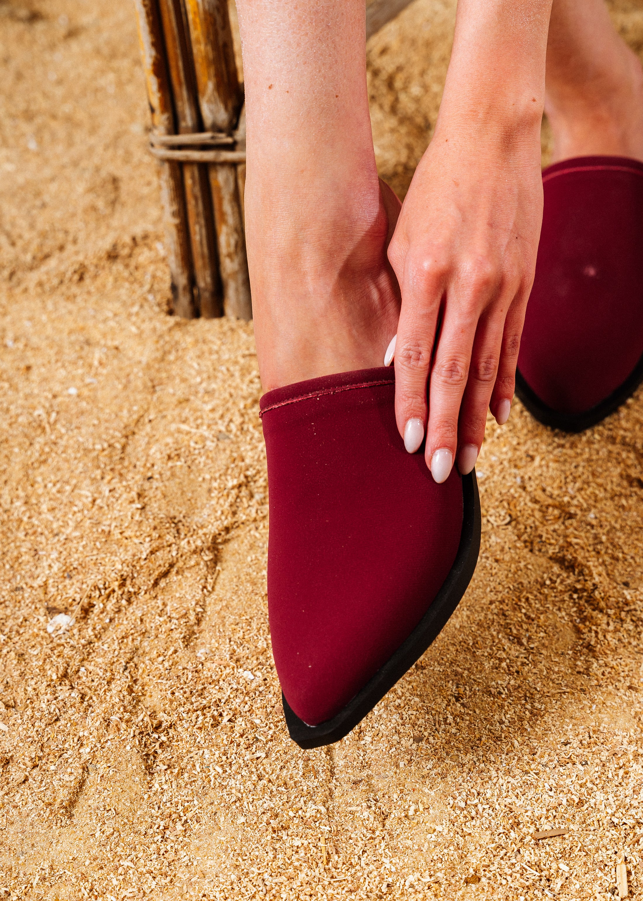Classic Matte Pointed Mules - maroon