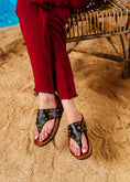 Load image into Gallery viewer, Studded Eyelet Comfort Slides - black
