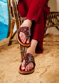 Load image into Gallery viewer, Studded Eyelet Comfort Slides - brown

