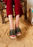 Load image into Gallery viewer, Dome Studded V-Cutout Slide - olive
