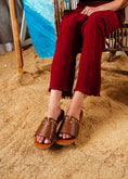 Load image into Gallery viewer, Dome Studded V-Cutout Slide - camel
