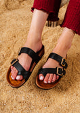 Load image into Gallery viewer, Isla Double-Buckle Slide - black
