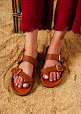 Load image into Gallery viewer, Isla Double-Buckle Slide - camel
