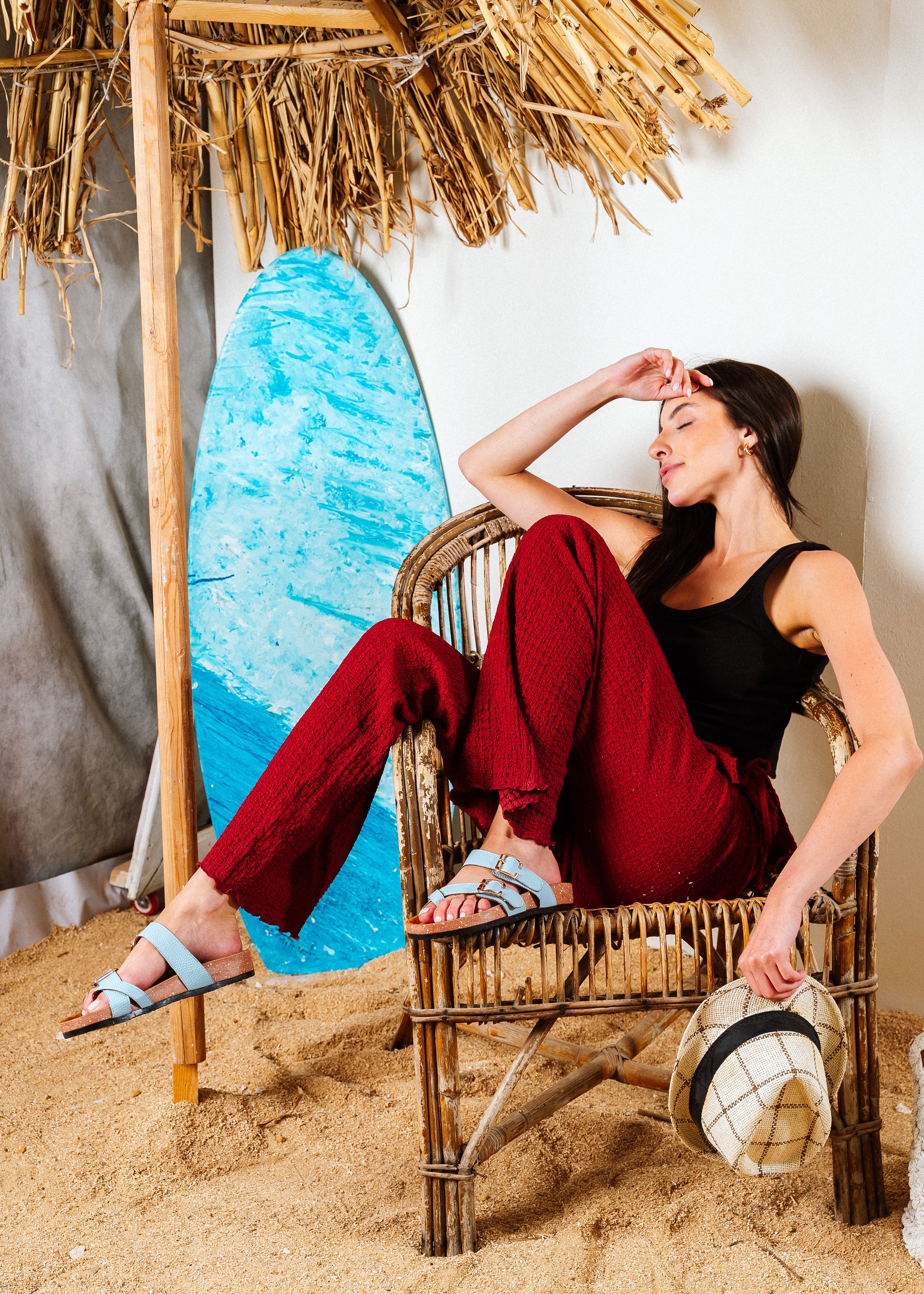 Isla Double-Buckle Slide - baby blue