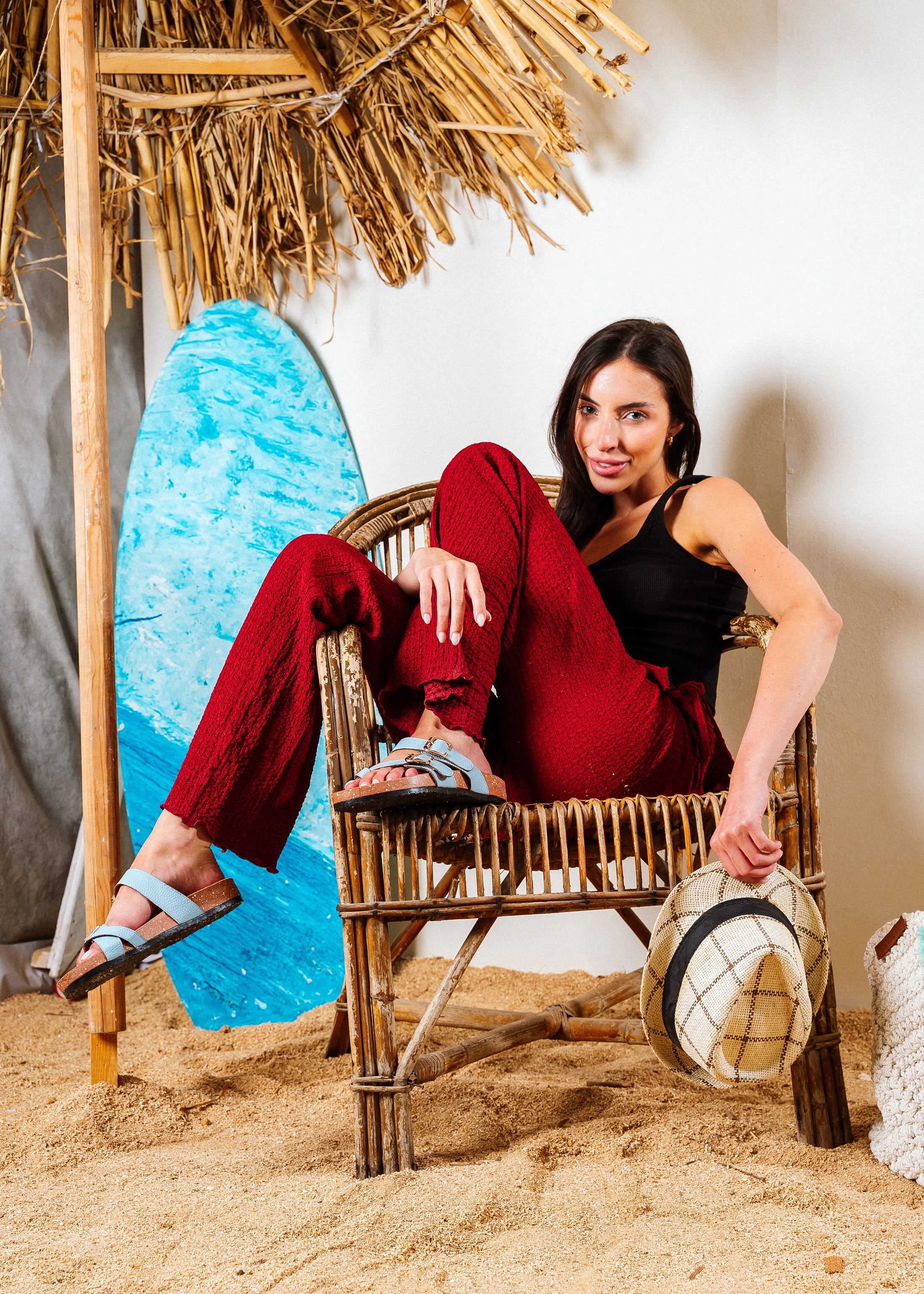 Isla Double-Buckle Slide - baby blue