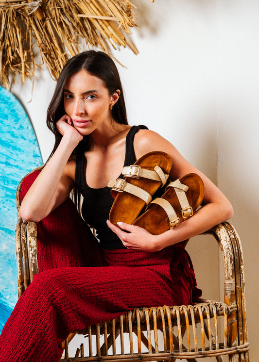 Isla Double-Buckle Slide - gold