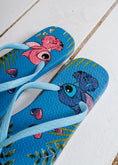 Load image into Gallery viewer, Stitch Tropical Flip Flops - blue

