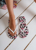 Load image into Gallery viewer, Marie Cat Printed Flip Flops - black

