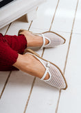 Load image into Gallery viewer, Buckled Mesh Flat Mules - white
