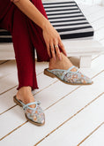 Load image into Gallery viewer, Floral Mary Jane Mules -  blue
