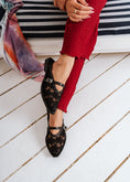 Load image into Gallery viewer, Romantic Floral Pointed Mules -  black
