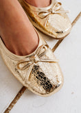 Load image into Gallery viewer, Metallic Lace-Effect Flats - gold
