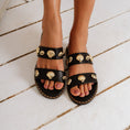 Load image into Gallery viewer, Summer Shell Flat Slides - black
