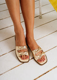 Load image into Gallery viewer, Stud-Trimmed Bow Sandals - gold
