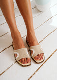 Load image into Gallery viewer, Woven Raffia Studded Slides - white
