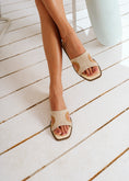 Load image into Gallery viewer, Woven Raffia Studded Slides - cafe
