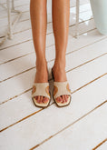 Load image into Gallery viewer, Woven Raffia Studded Slides - cafe

